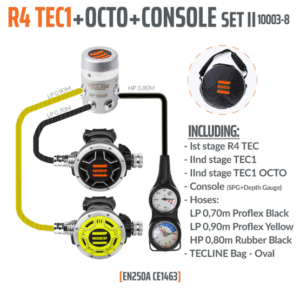 Tecline R4 with Octo + Gauge 2 in 1 Regulator Set Diving